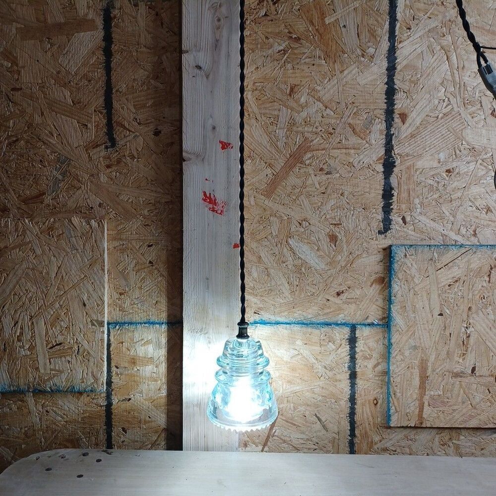 1900's Glass Insulator Light Pendant Industrial Railroad Hanging Lamp Steampunk